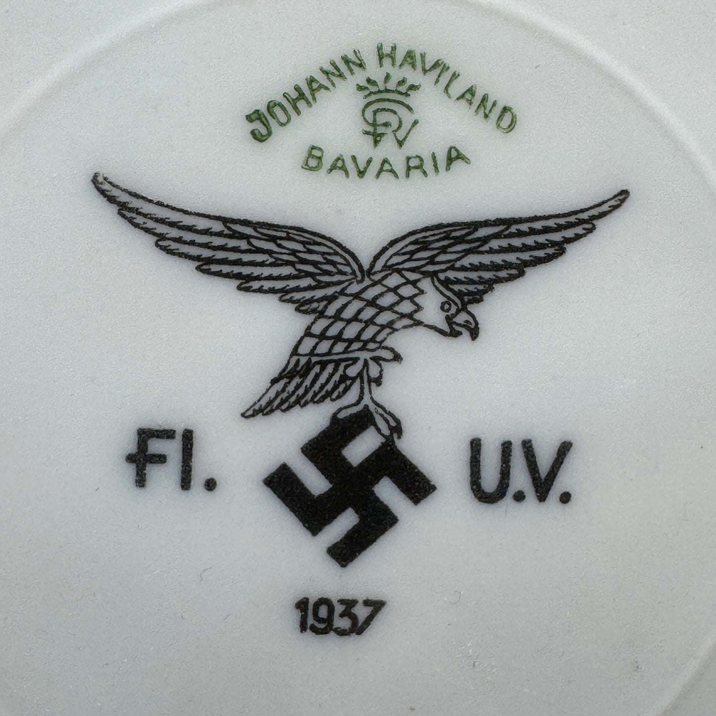 WW2 original artifact – Luftwaffe dinner plate 1937 Johann Haviland – interior title page