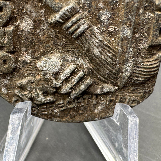 WW2 original artifact – NSB Tinnie – ‘Goudsberg Vrijheid en Recht 1940’ – interior detail