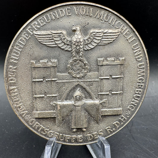 WW2 original artifact – Commemorative Table Medal – Verein der Hundefreunde von München und Umgebung – interior detail