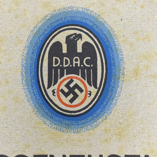 WW2 original artifact – Strassen Zustands Karte DDAC 1938 – interior detail