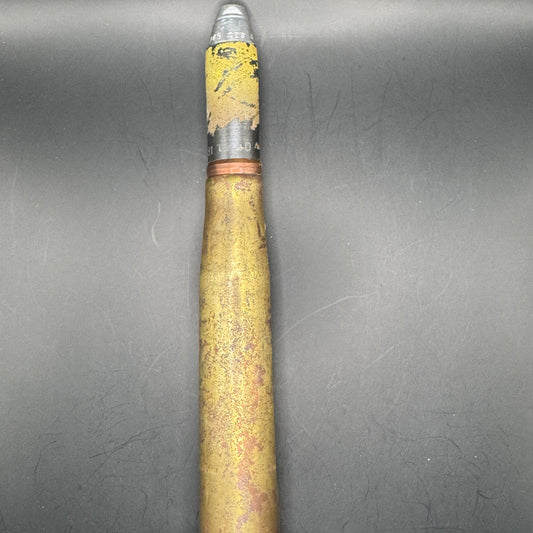 WW2 original artifact – 20mm FLAK High-Explosive Round with Dissected Tracer – interior detail