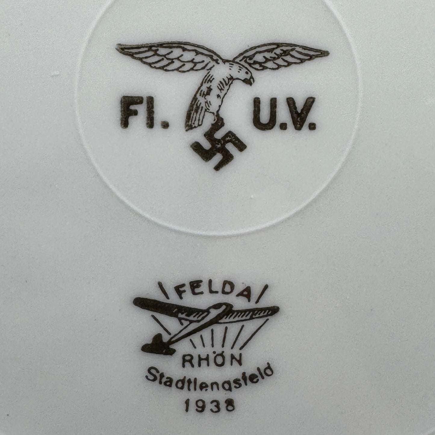 WW2 original artifact – Luftwaffe dinner plate 1938 Felda Rhön – interior title page