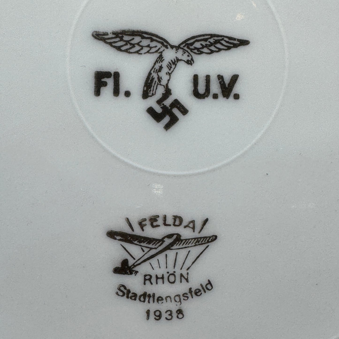 WW2 original artifact – Luftwaffe dinner plate 1938 Felda Rhön – interior title page