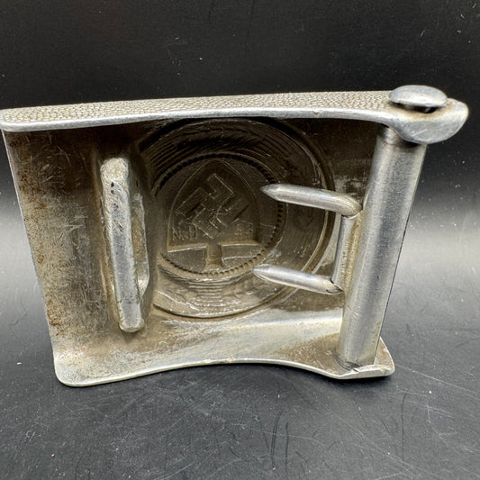 WW2 original artifact – Reichsarbeitsdienst (RAD) buckle (Maker N&H 1938) – interior detail
