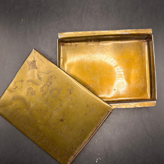 WW2 original artifact – RARE! German POW handmade card box – interior detail