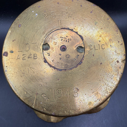 WW2 original artifact – Original WW2 British 25-Pounder Shell Base Trench Art Ashtray (1943) – interior detail