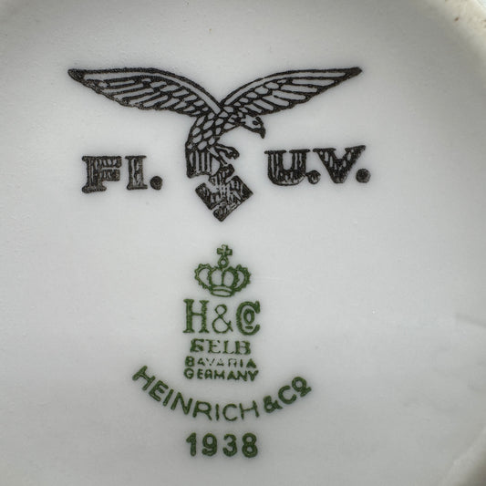 WW2 original artifact – Luftwaffe coffee cup 1938 Heinrich & Co. – interior detail