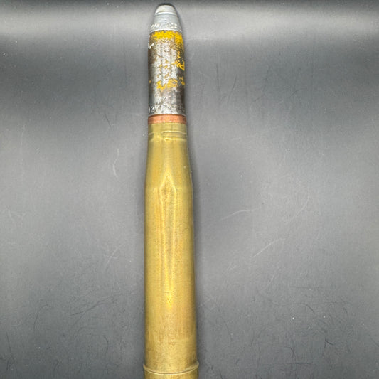 WW2 original artifact – 20mm FLAK High-Explosive Round with Dissected Tracer – interior detail