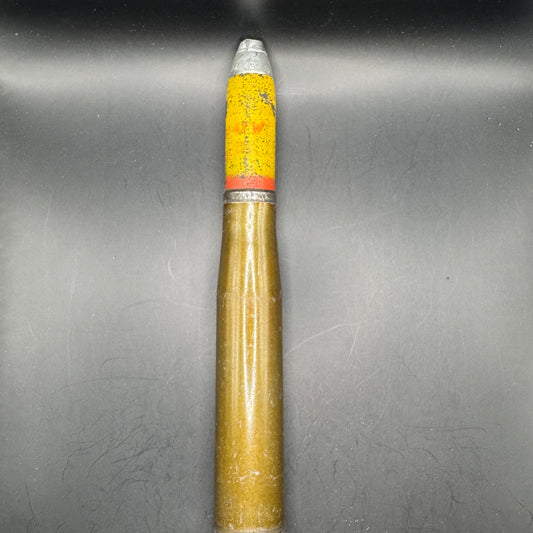 WW2 original artifact – 20mm FLAK High-Explosive Round with Dissected Tracer – interior detail
