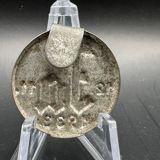 WW2 original artifact – Original German WWII “Ja!” 1933 Election Pin Tinnie – interior detail