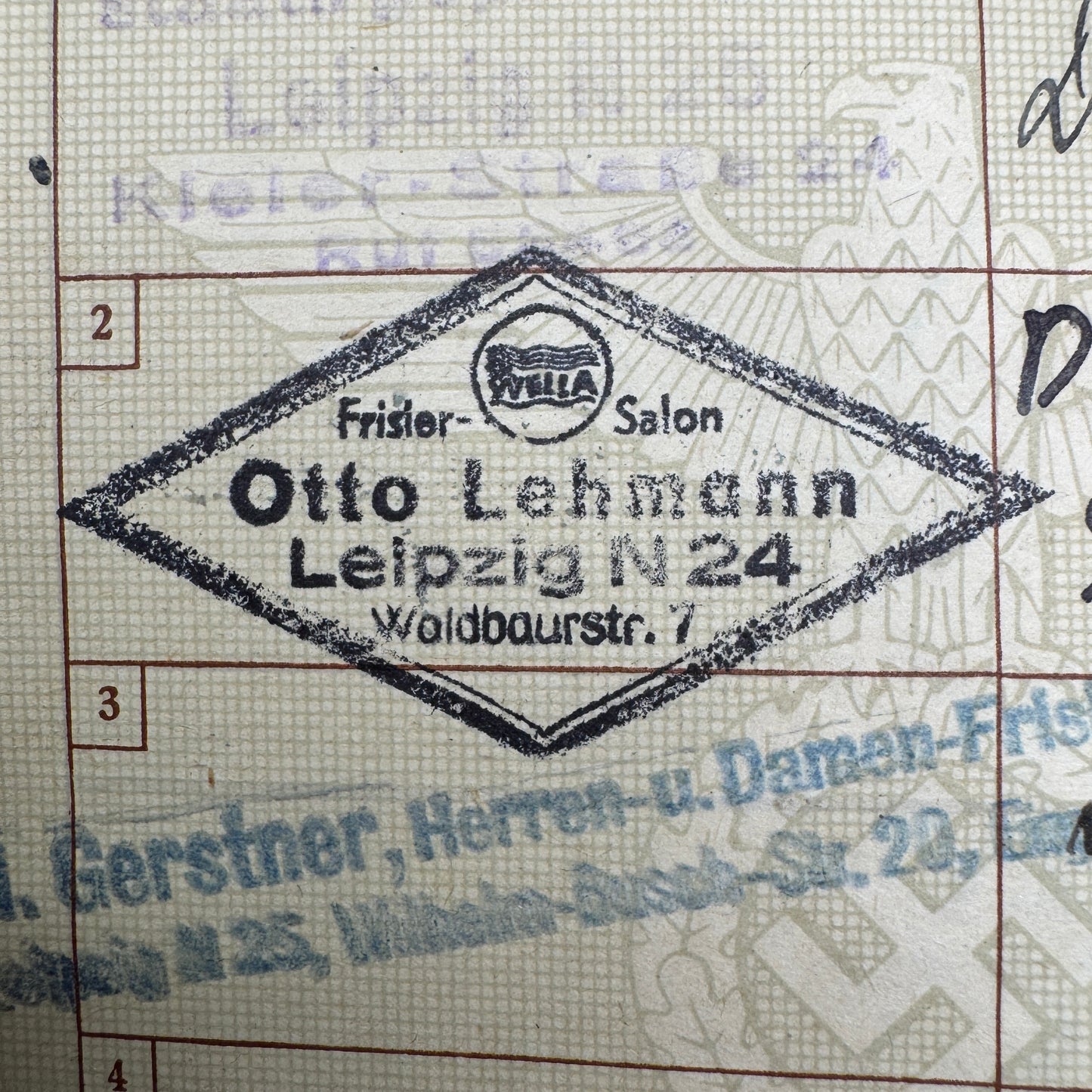 WW2 original artifact – Arbeitsbuch Friseur (Hairdresser) – interior page