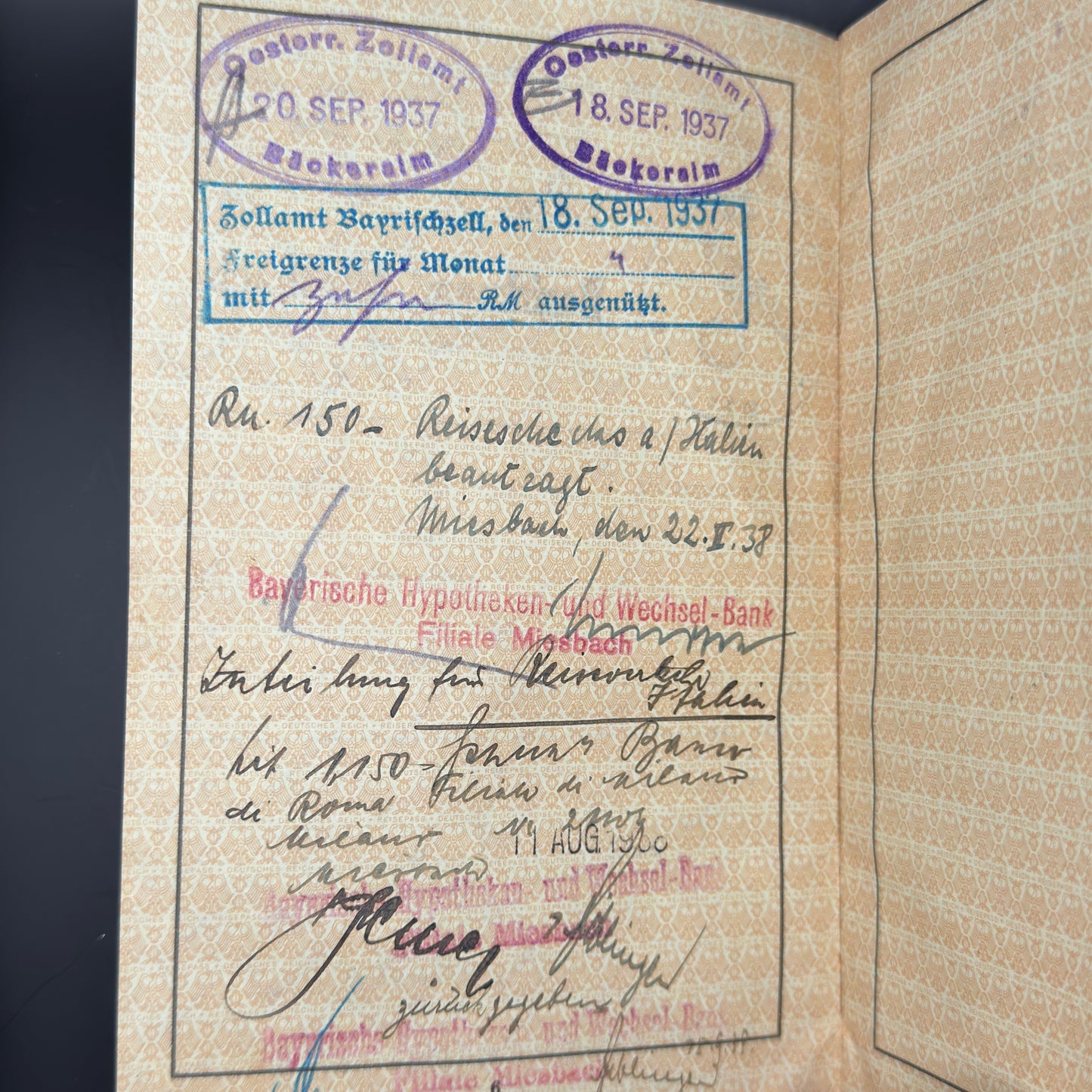 WW2 original artifact – Reisepass 1936 – interior page