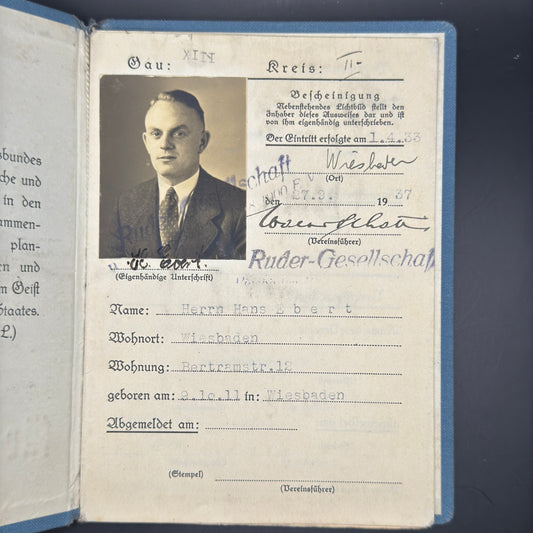 WW2 original artifact – Deutscher Reichsbund für Leibesübungen – interior detail