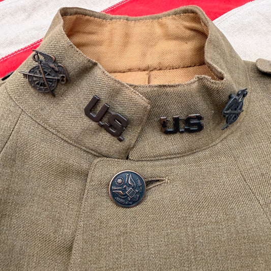WW2 original artifact – WWI U.S. Army Ordnance Officer Tunic – 1st Lt., 4 Campaign Stars, Overseas – interior detail