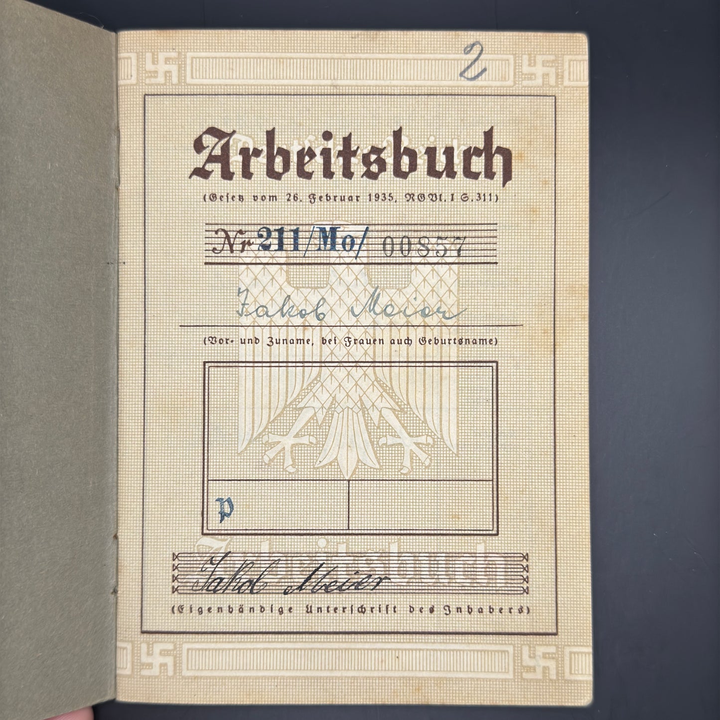 WW2 original artifact – Arbeitsbuch Mechanic + foto! – interior page