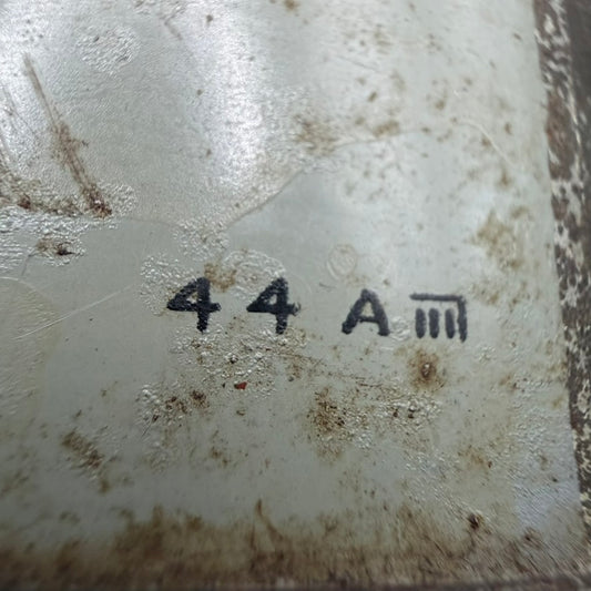 Front view of U.S. Coast Guard emergency water can with clear stenciling 44