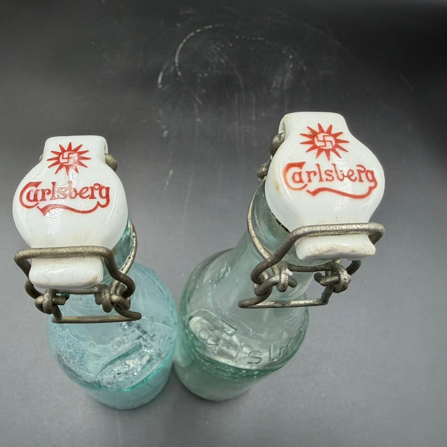 WW2 original artifact – Set of 2 Original Pre-WWII Carlsberg Bottles with Swastika Trademark – interior page