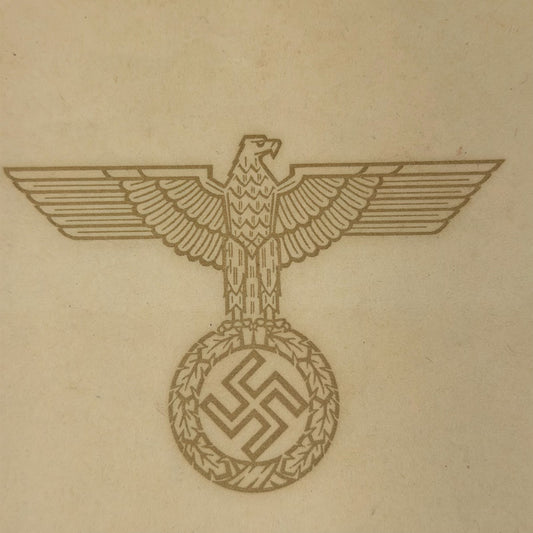 Detail of Wehrmacht eagle emblem on original WWII German death certificate