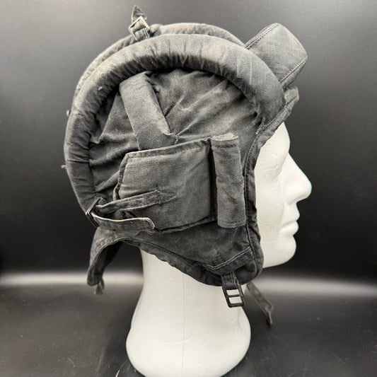 Side view of WWII Soviet TSh-3 tank helmet showing padded ear protection