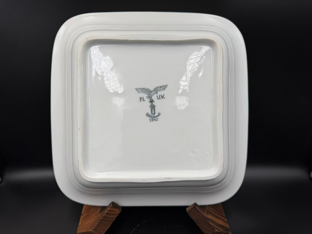 WWII German Luftwaffe porcelain square dish underside