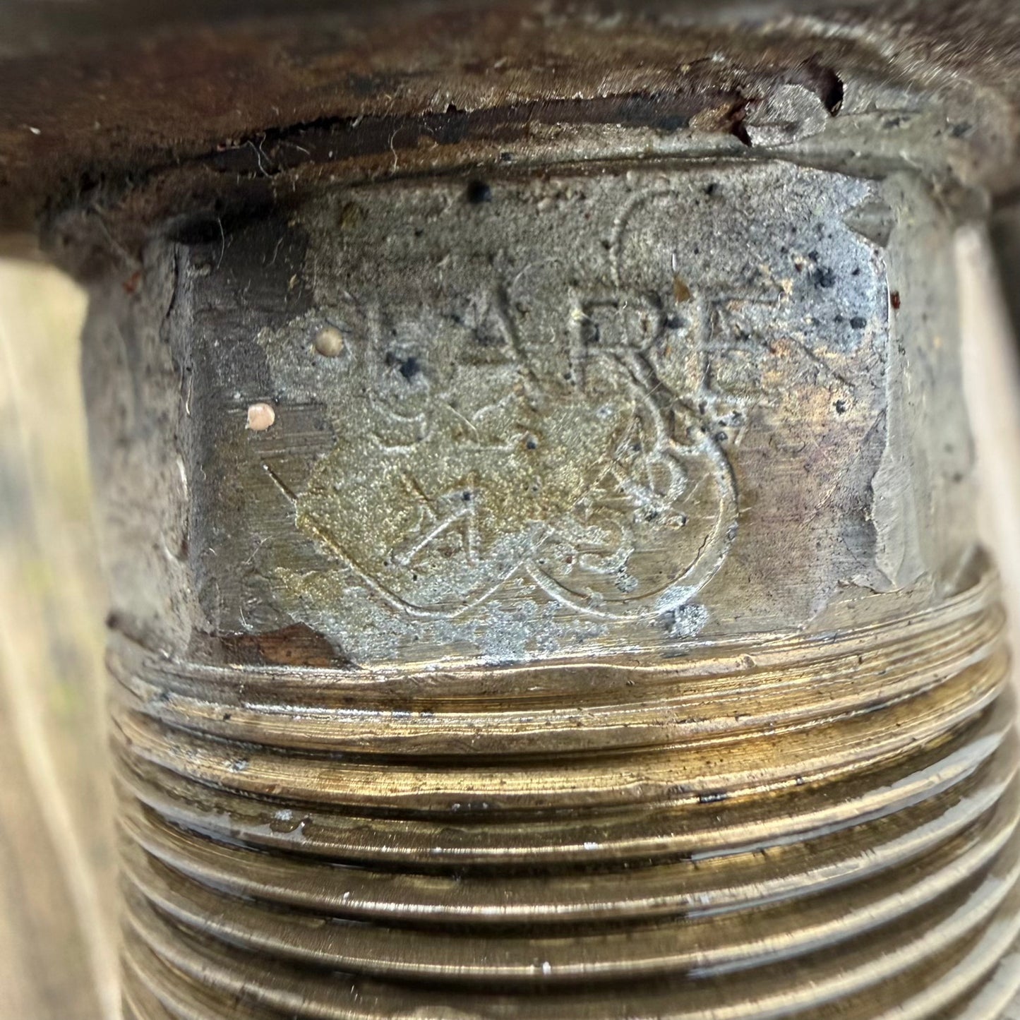 Screw collar showing stamp