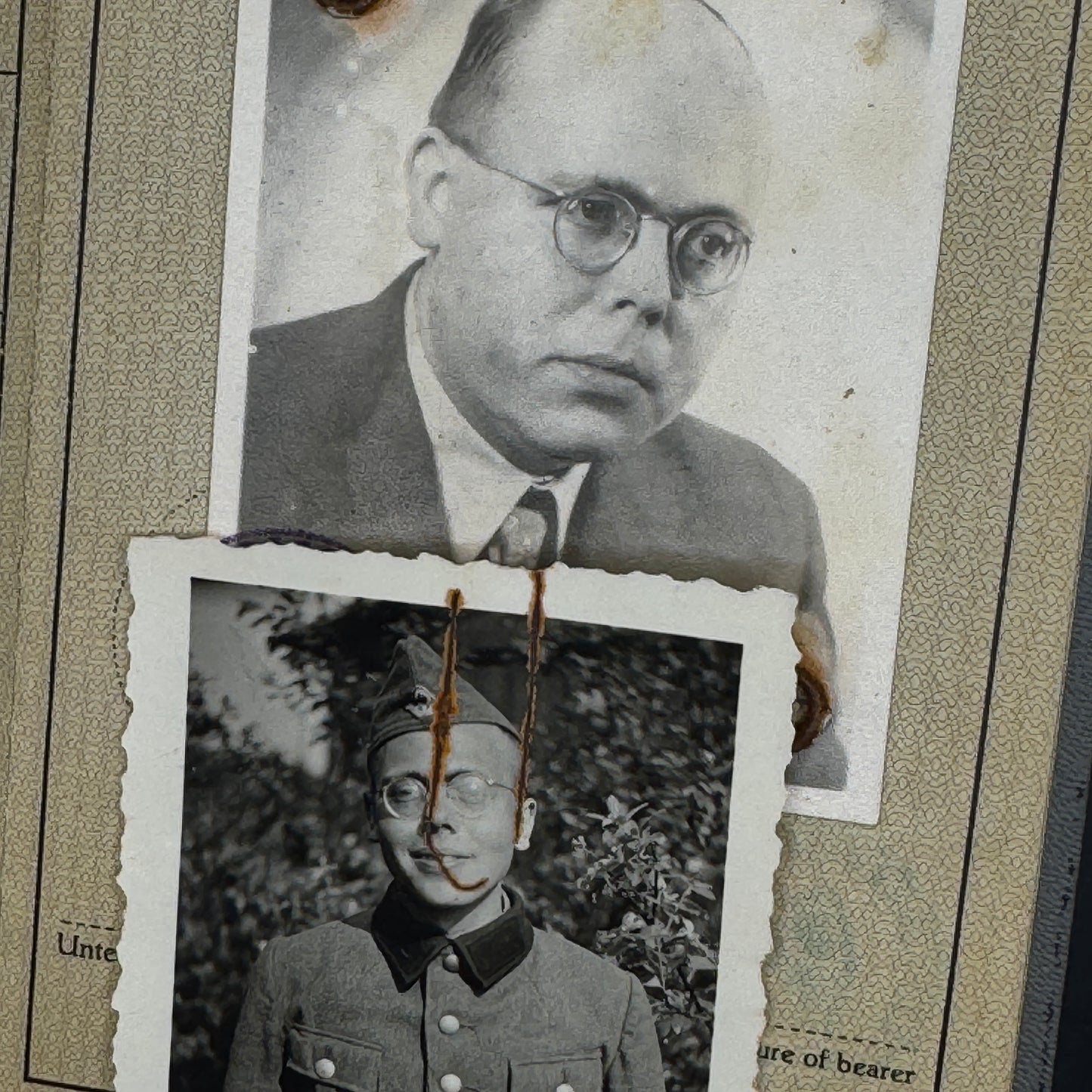 WW2 original artifact – NSDAP membership card + passport same person – interior page