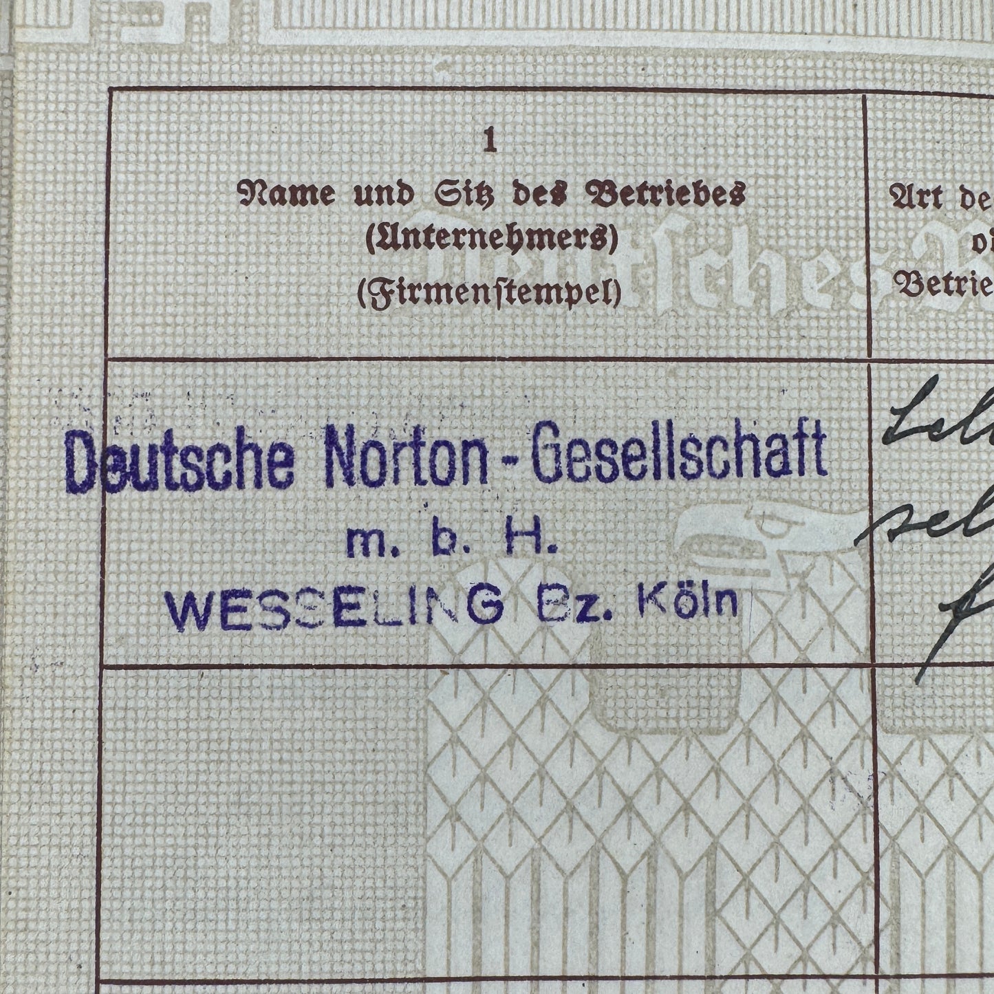 WW2 original artifact – Complete set Ahnenpass, Arbeitsbuch, Gesundheitspass, Arbeitsfront from 1 person – interior page