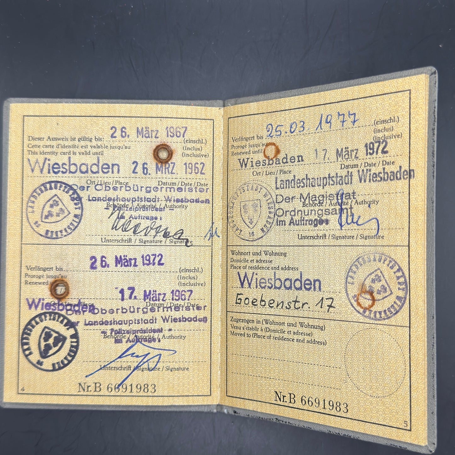 WW2 original artifact – NSDAP membership card + passport same person – interior page