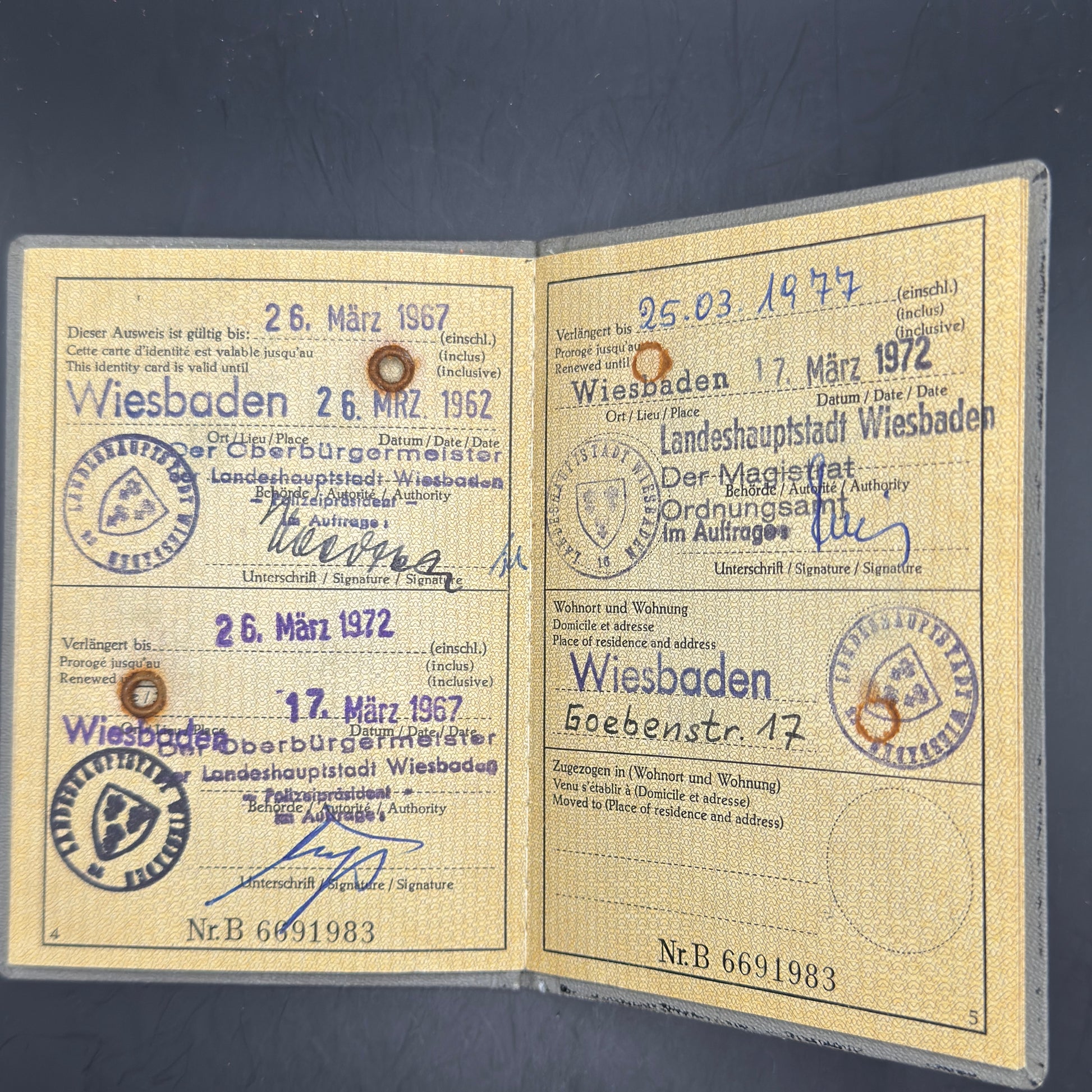 WW2 original artifact – NSDAP membership card + passport same person – interior page