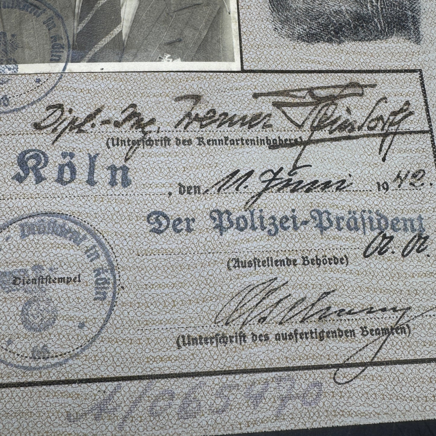 WW2 original artifact – Kennkarte Diplomat – interior page