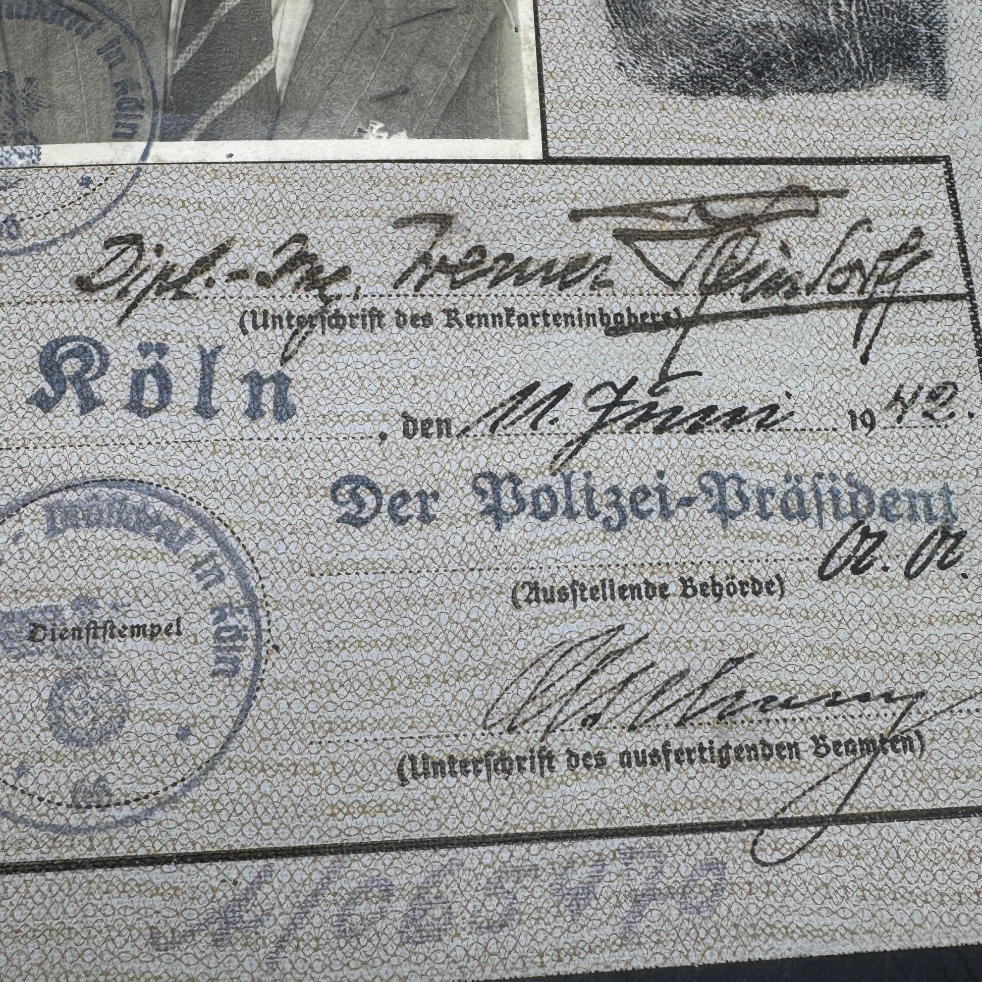 WW2 original artifact – Kennkarte Diplomat – interior page