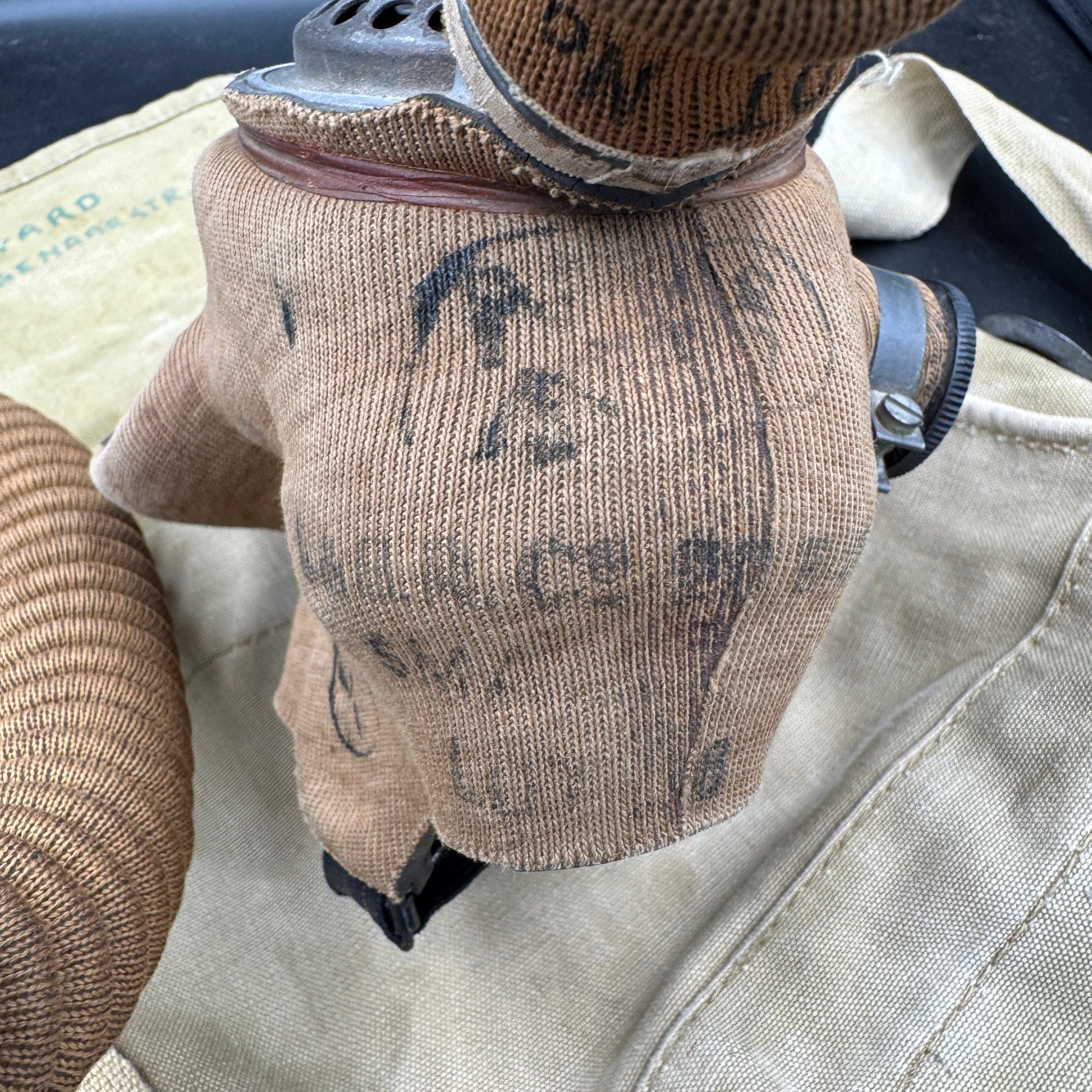 WW2 original artifact – British gas mask 1943 – interior title page