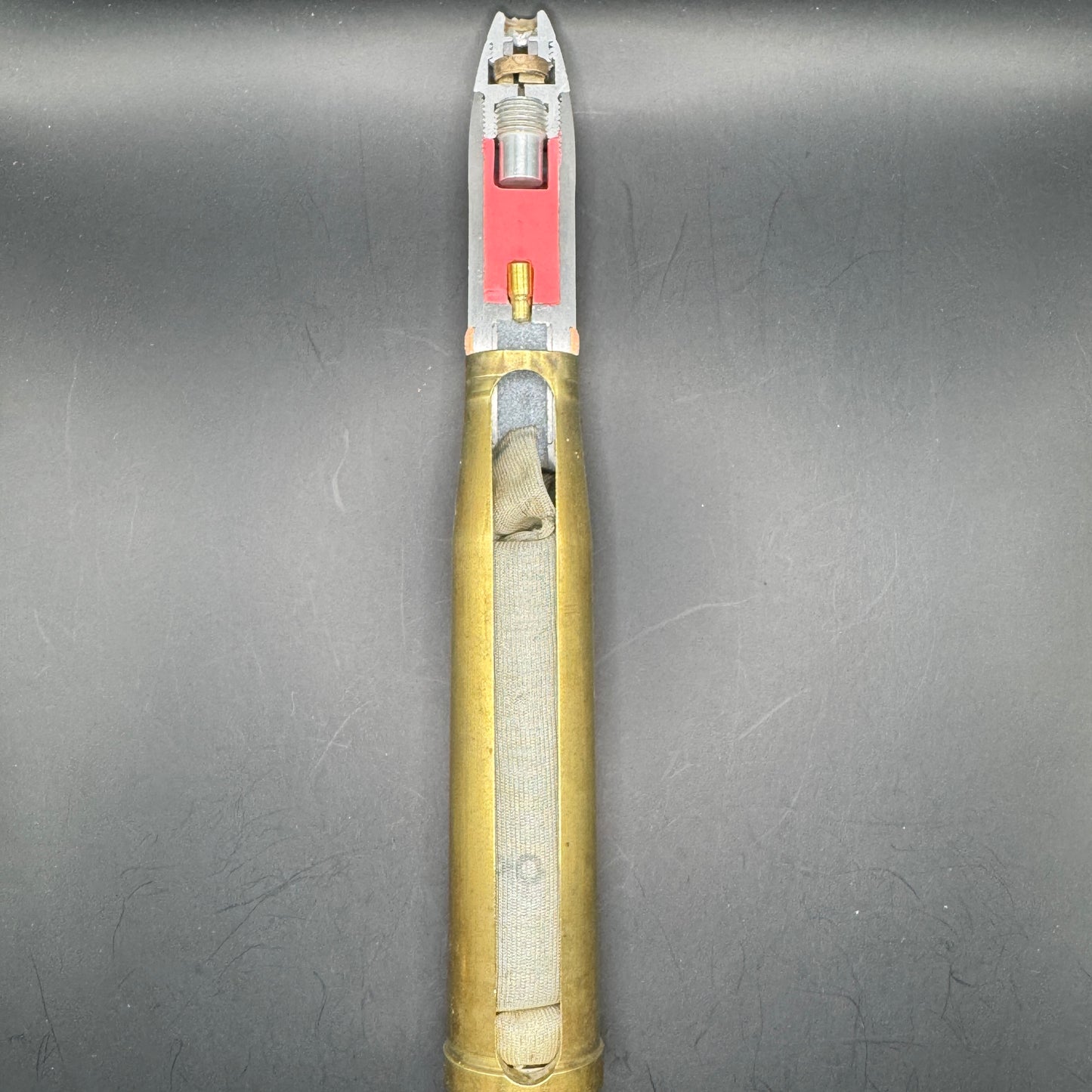 WW2 original artifact – 20mm FLAK High-Explosive Round with Dissected Tracer – AxisArtifacts