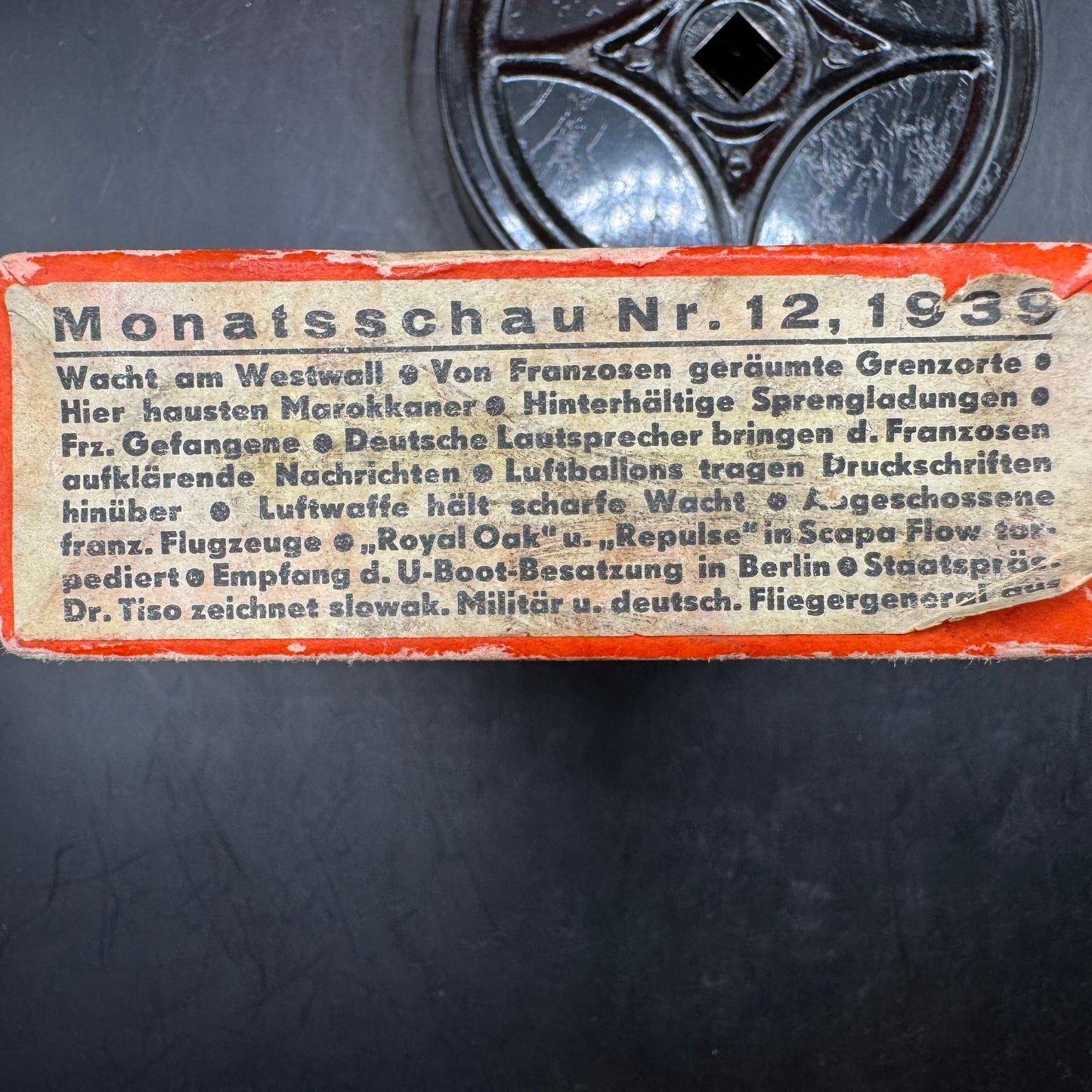 WW2 original artifact – Ozaphan 16mm film 1939 – interior page