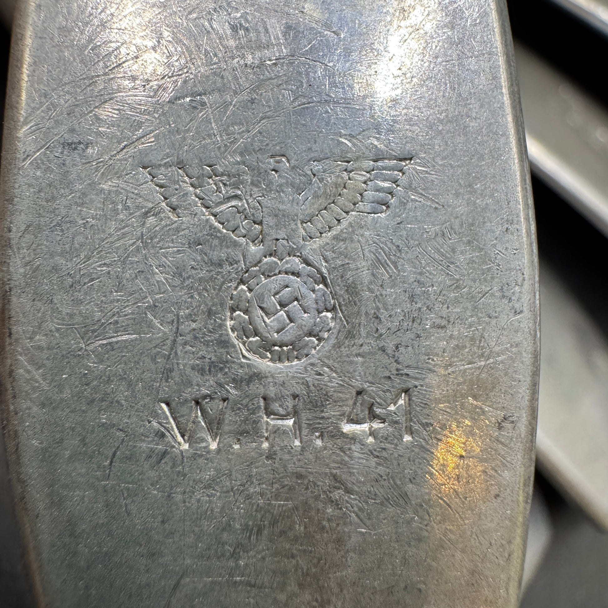 WW2 original artifact – Six Wehrmacht Forks WH 1941 – interior detail