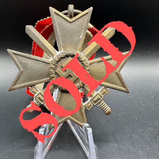 WW2 original artifact – Kriegsverdienst Kreuz with swords andribbon – AxisArtifacts