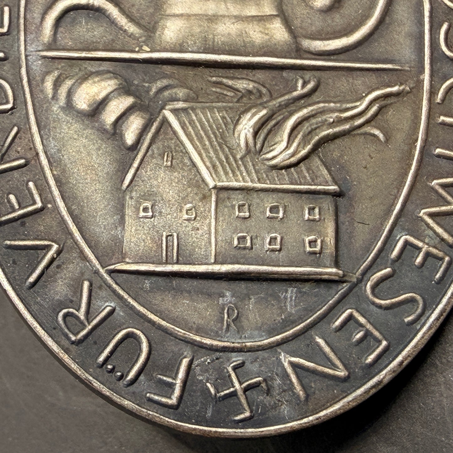 WW2 original artifact – Rare WWII German Silver Medal Für Verdienste um das Feuerlöschwesen – interior page