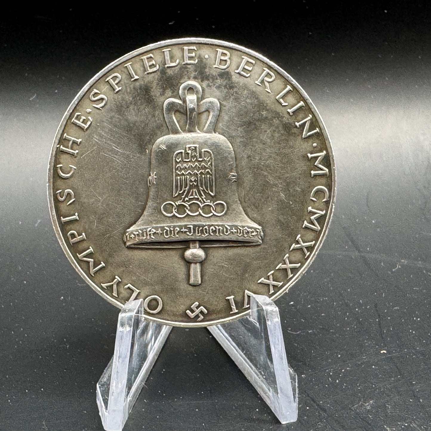 WW2 original artifact – 1936 Berlin Olympics Commemorative Medallion in Silver – AxisArtifacts