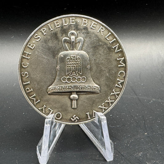 WW2 original artifact – 1936 Berlin Olympics Commemorative Medallion in Silver – AxisArtifacts