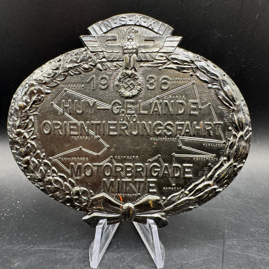 WW2 original artifact – NSKK Plakette "HUY-GELÄNDE-ORIENTIERUNGSFAHRT 1936" – AxisArtifacts