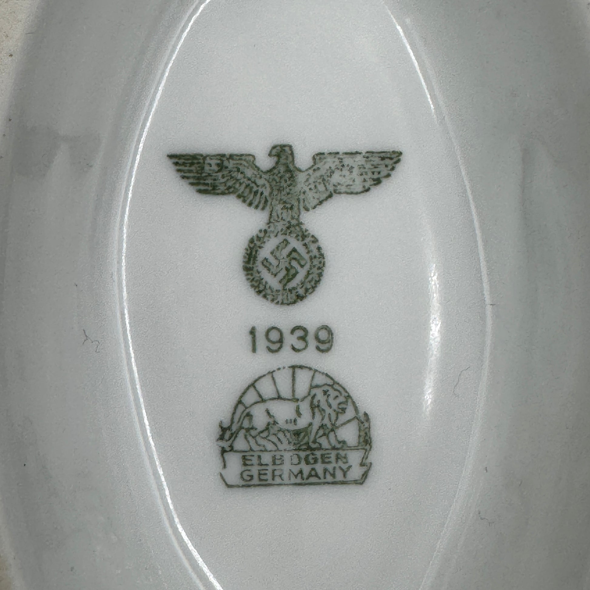 WW2 original artifact – Nazi sauce bowl by ‘Elbogen Germany’ 1939 – interior detail