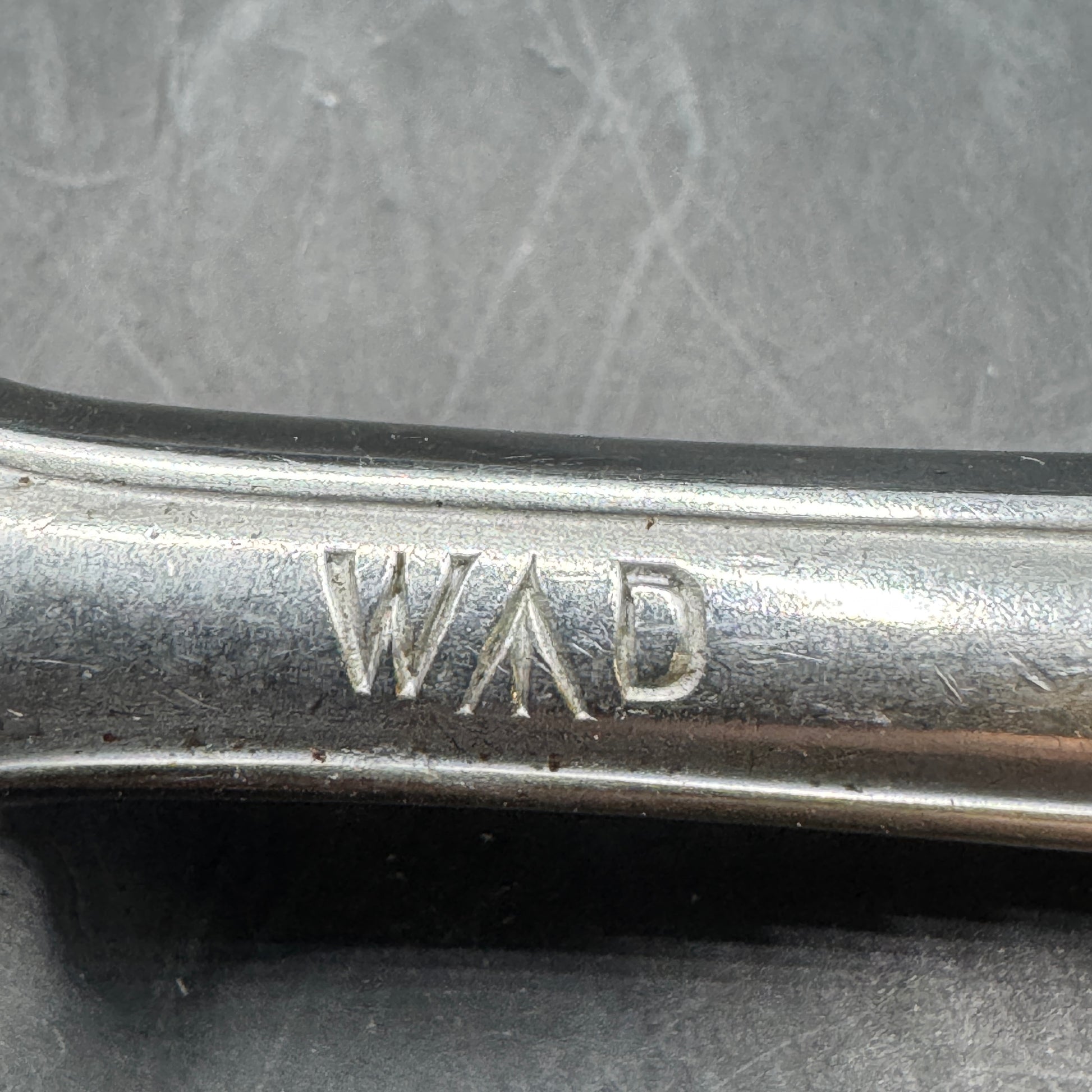 WW2 original artifact – Original British WW2 Army-Issued Carving Fork – Marked W^D – interior detail