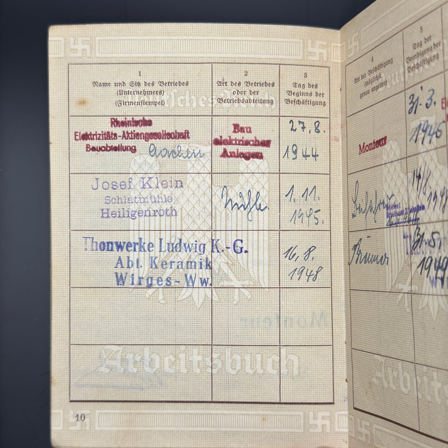 WW2 original artifact – Arbeitsbuch Mechanic + foto! – interior page