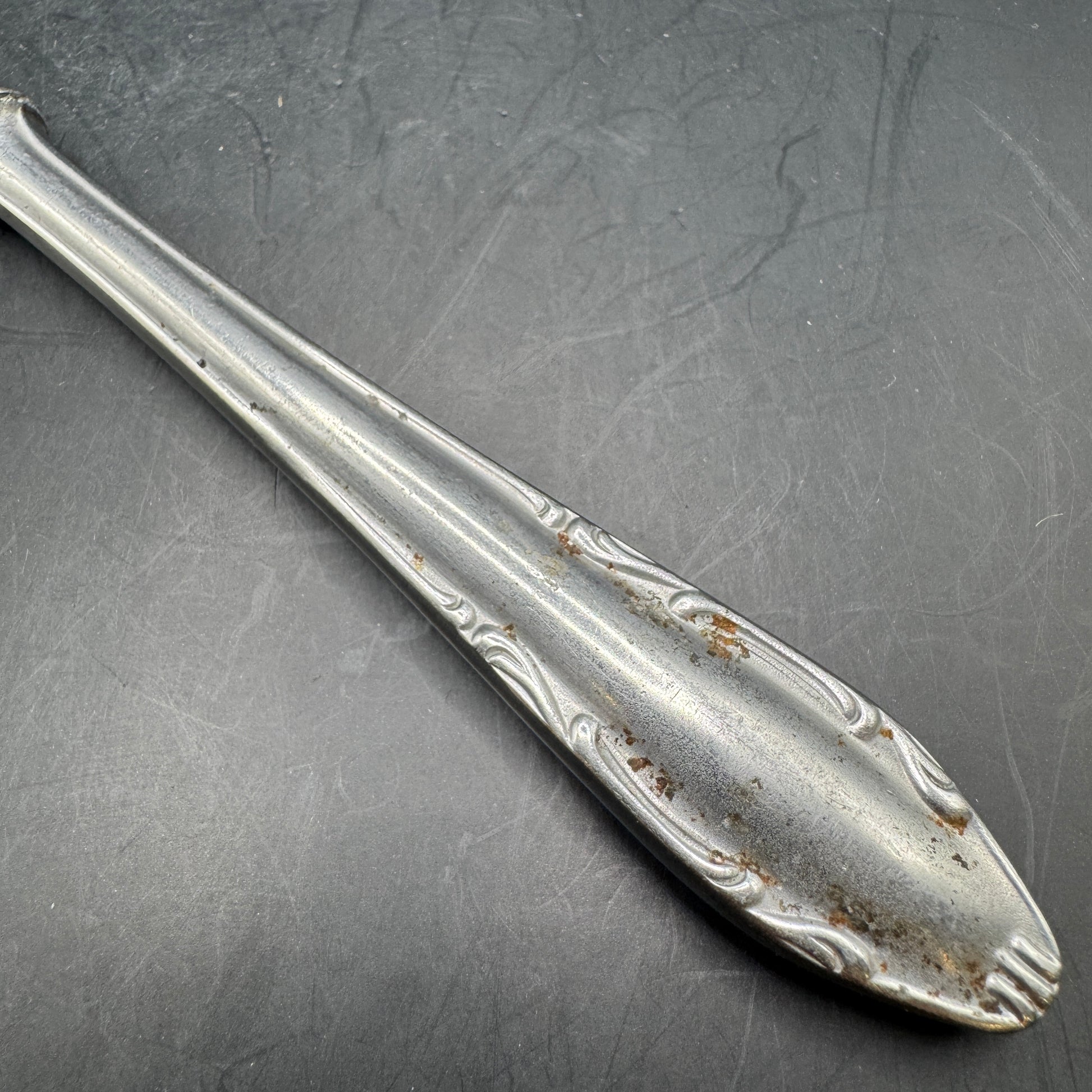 WW2 original artifact – Original British WW2 Army-Issued Carving Fork – Marked W^D – interior page