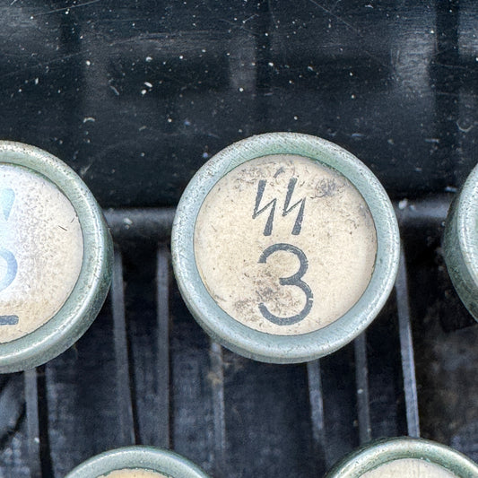Close-up of original SS key on WWII Rheinmetall typewriter