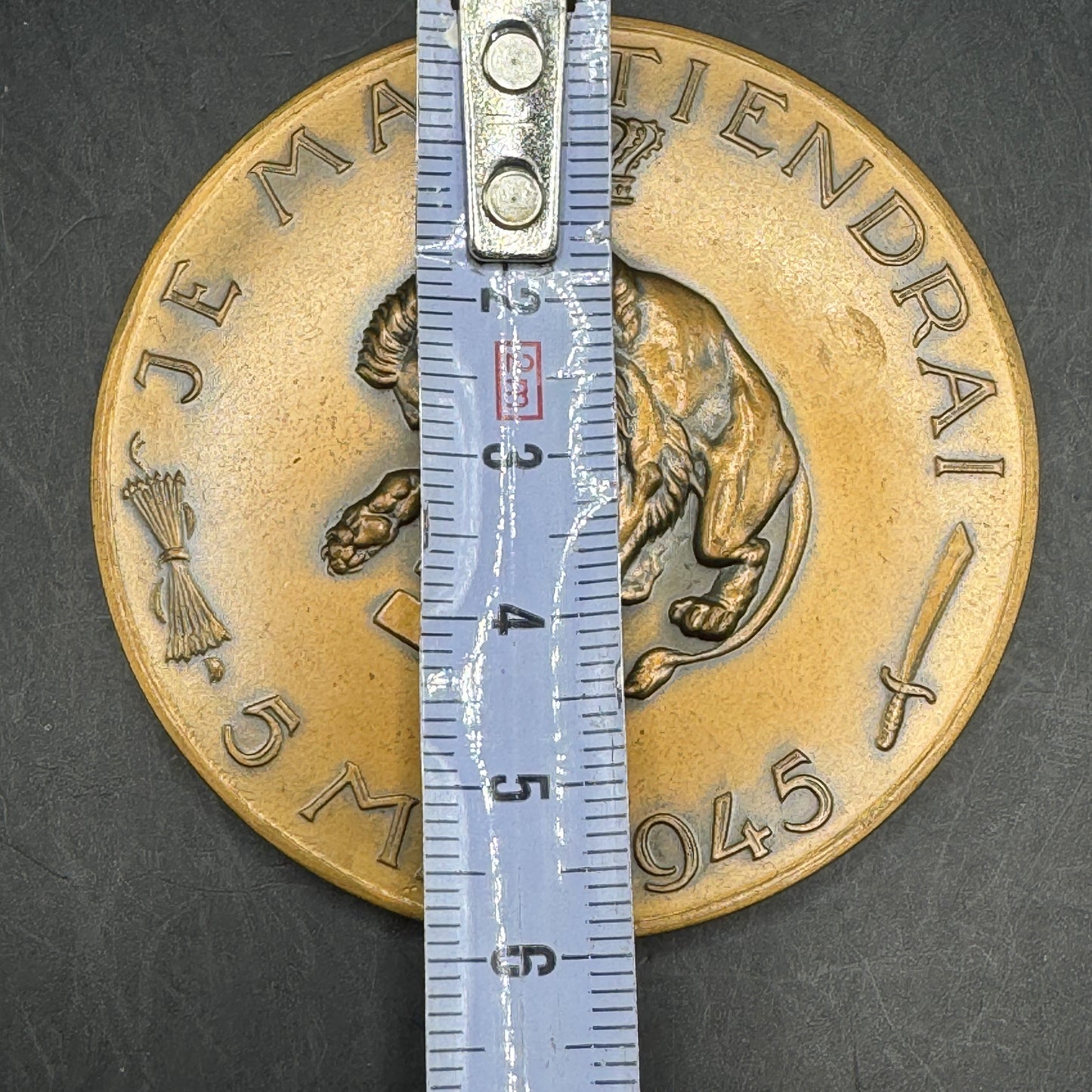 WW2 original artifact – Commemorative Table Medal For Liberation From German Occupation, May 5, 1945 – interior page