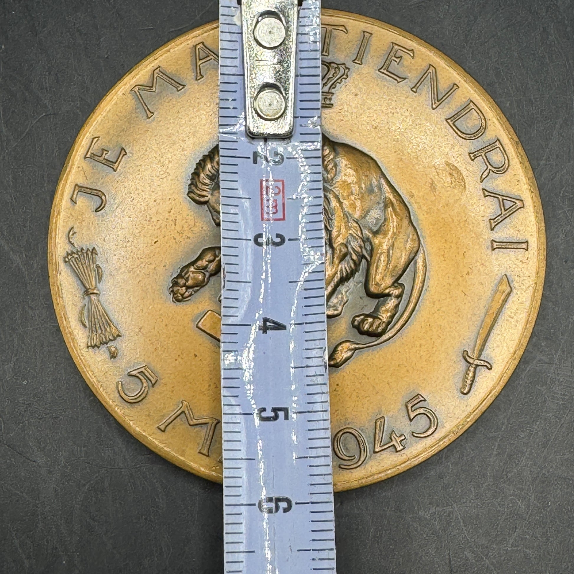 WW2 original artifact – Commemorative Table Medal For Liberation From German Occupation, May 5, 1945 – interior page