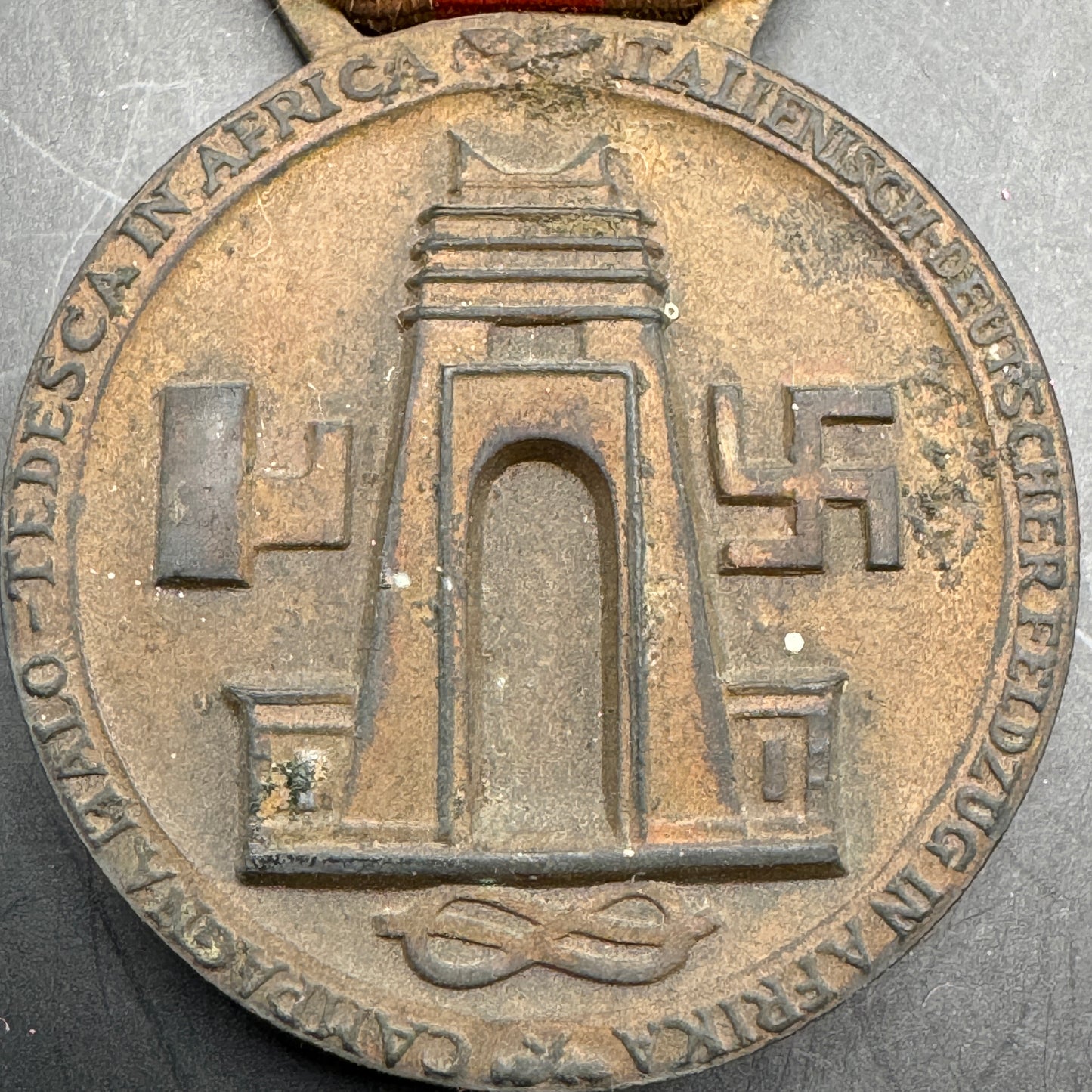 WW2 original artifact – Italian/German African Campaign Medal – interior title page