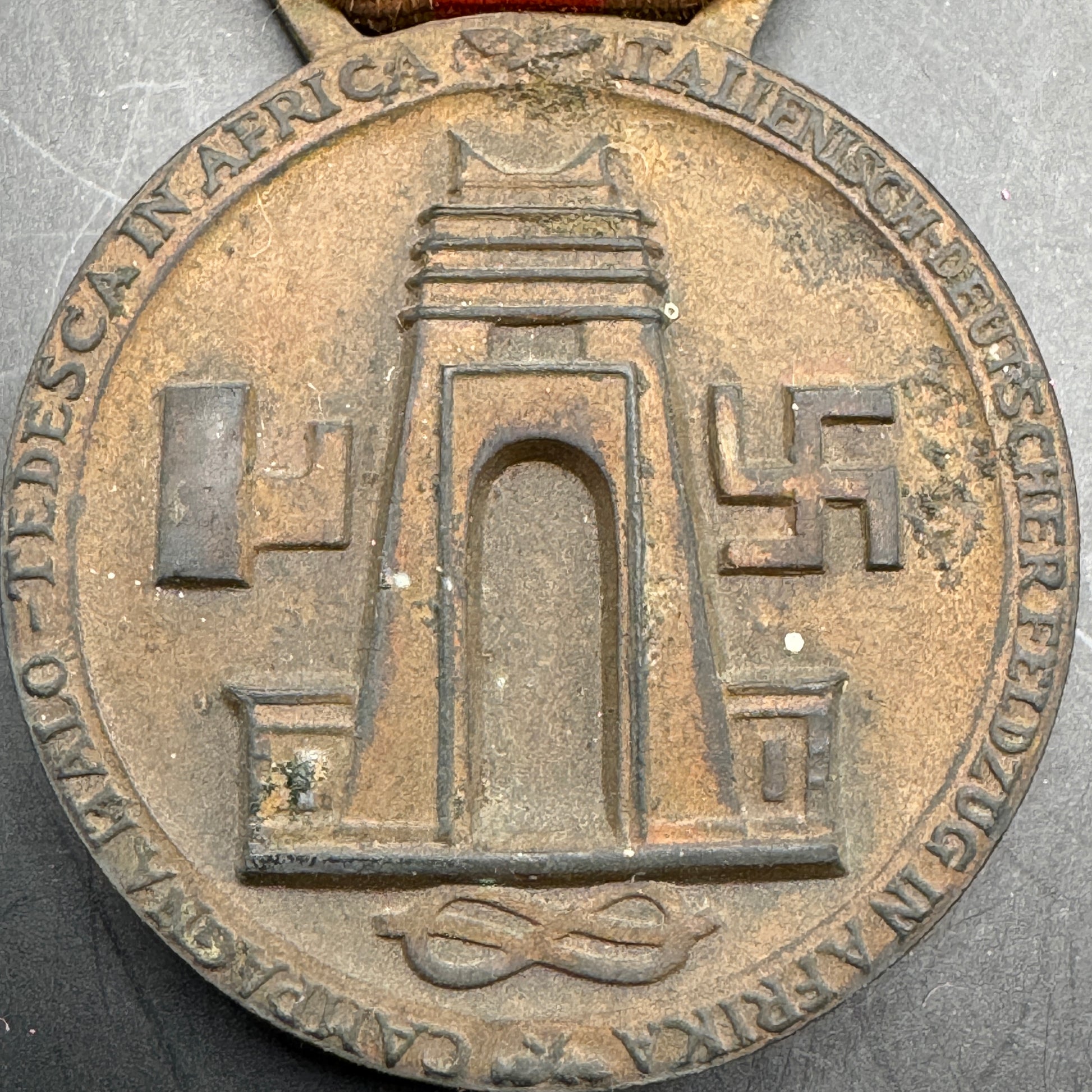 WW2 original artifact – Italian/German African Campaign Medal – interior title page