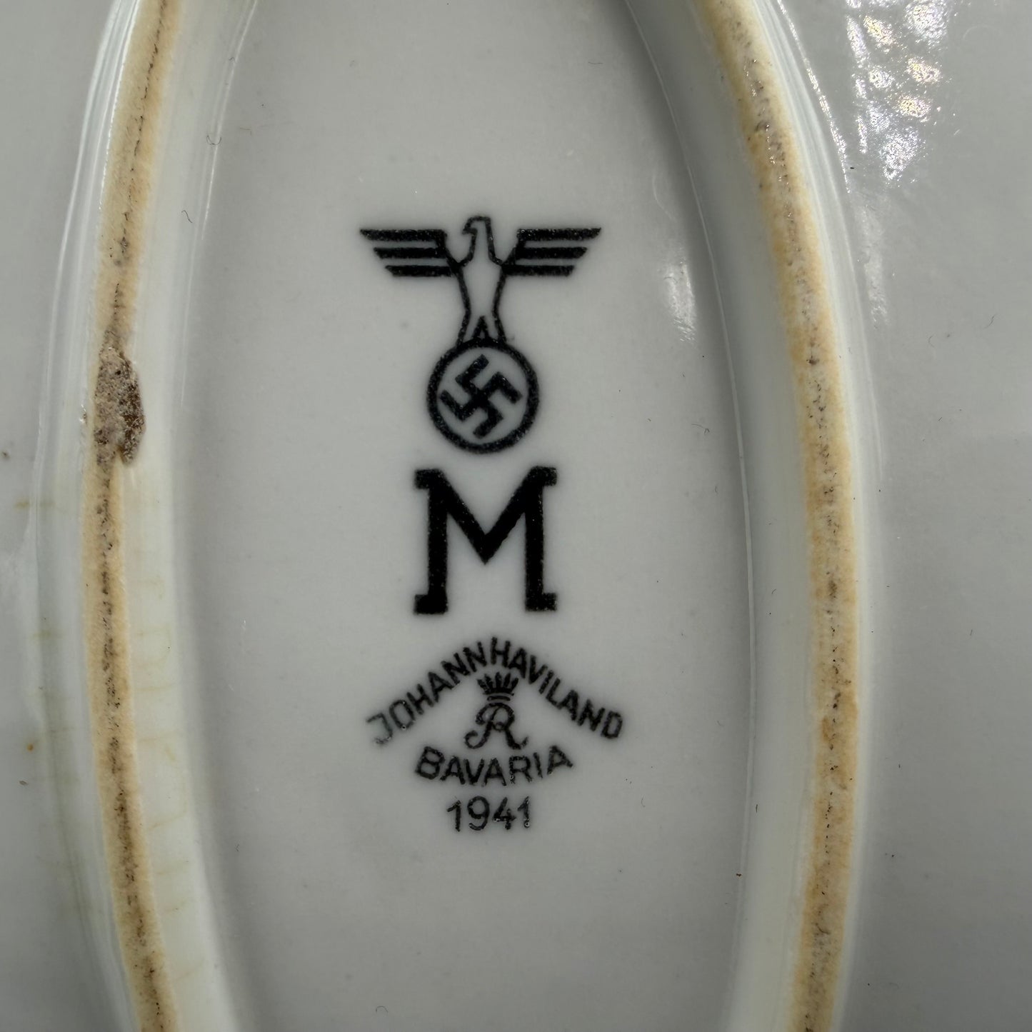 WW2 original artifact – Kriegsmarine Serving Platter 1941 Johann Haviland – interior title page